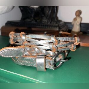 Fossil silver leather belt